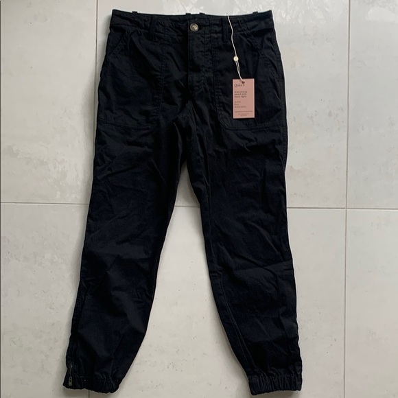 NWOT Quince black organic cotton utility joggers zip ankle size 4 hiking pants - Picture 2 of 11